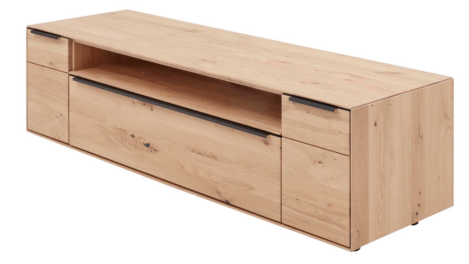 Lowboard Interliving aus Holz in Holzfarben Interliving Wohnzimmer Serie 2020 - Lowboard 151610 Asteiche bianco – Breite ca. 182 cm