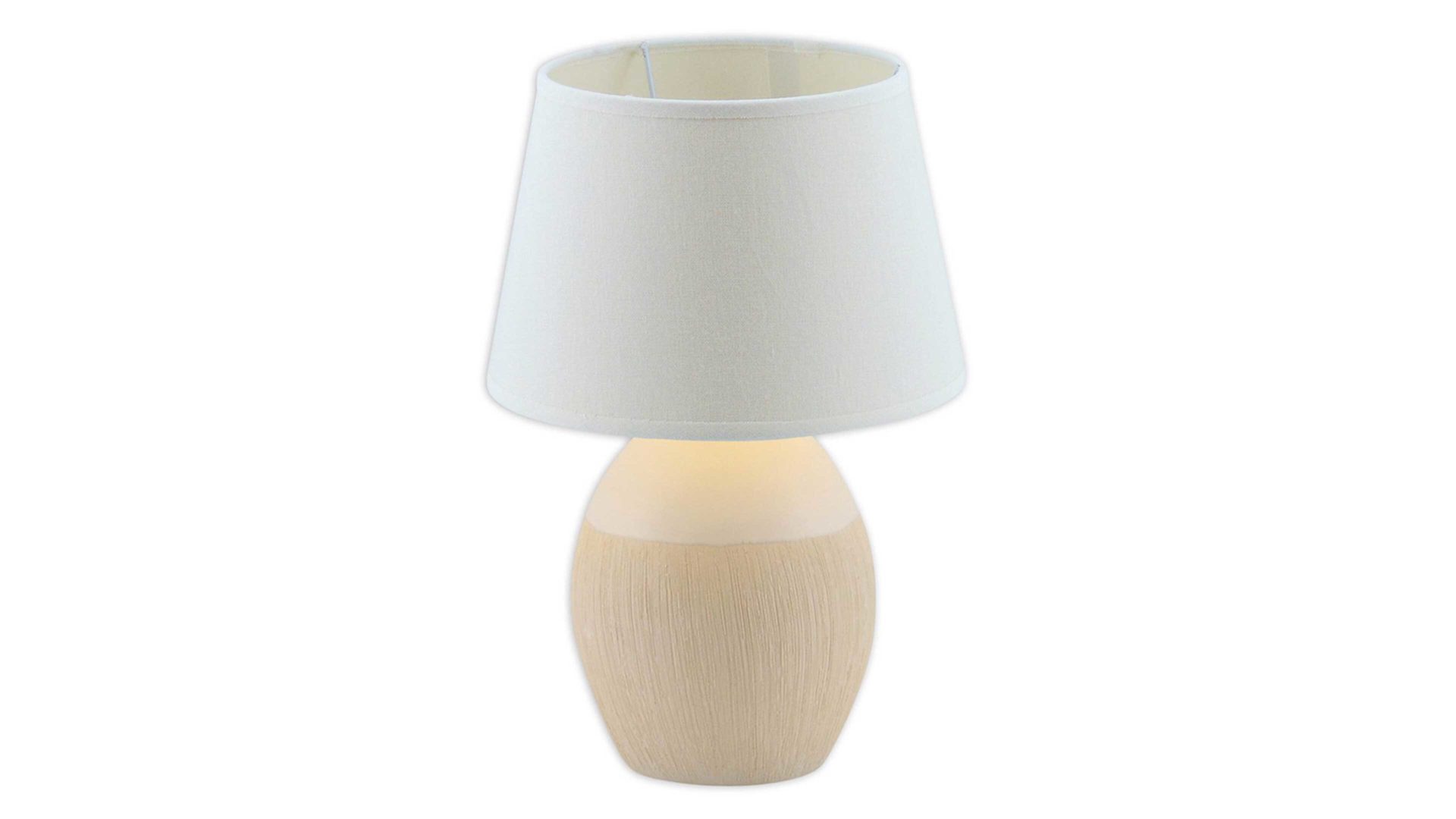 Tischleuchte Näve aus Stoff in Weiß näve Tischlampe Sullivan weißer Keramikfuß & weißer Schirm – Höhe ca. 31 cm