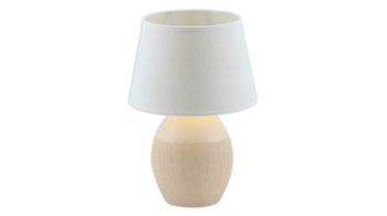 Tischleuchte Näve aus Stoff in Weiß näve Tischlampe Sullivan weißer Keramikfuß & weißer Schirm – Höhe ca. 31 cm