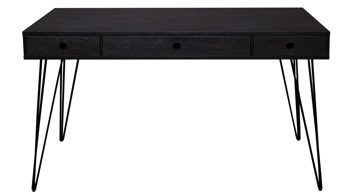 Schreibtisch Mäusbacher aus Holz in Schwarz The Big System Office - Schreibtisch Mattschwarz & Flamed Wood Black - ca. 140 x 70 cm