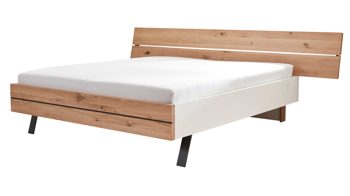 Bettgestell Interliving aus Holz in Holzfarben Interliving Schlafzimmer Serie 1019 – Bettgestell Wildeiche & weißer Mattlack –  Liegefläche ca. 180 x 200 cm