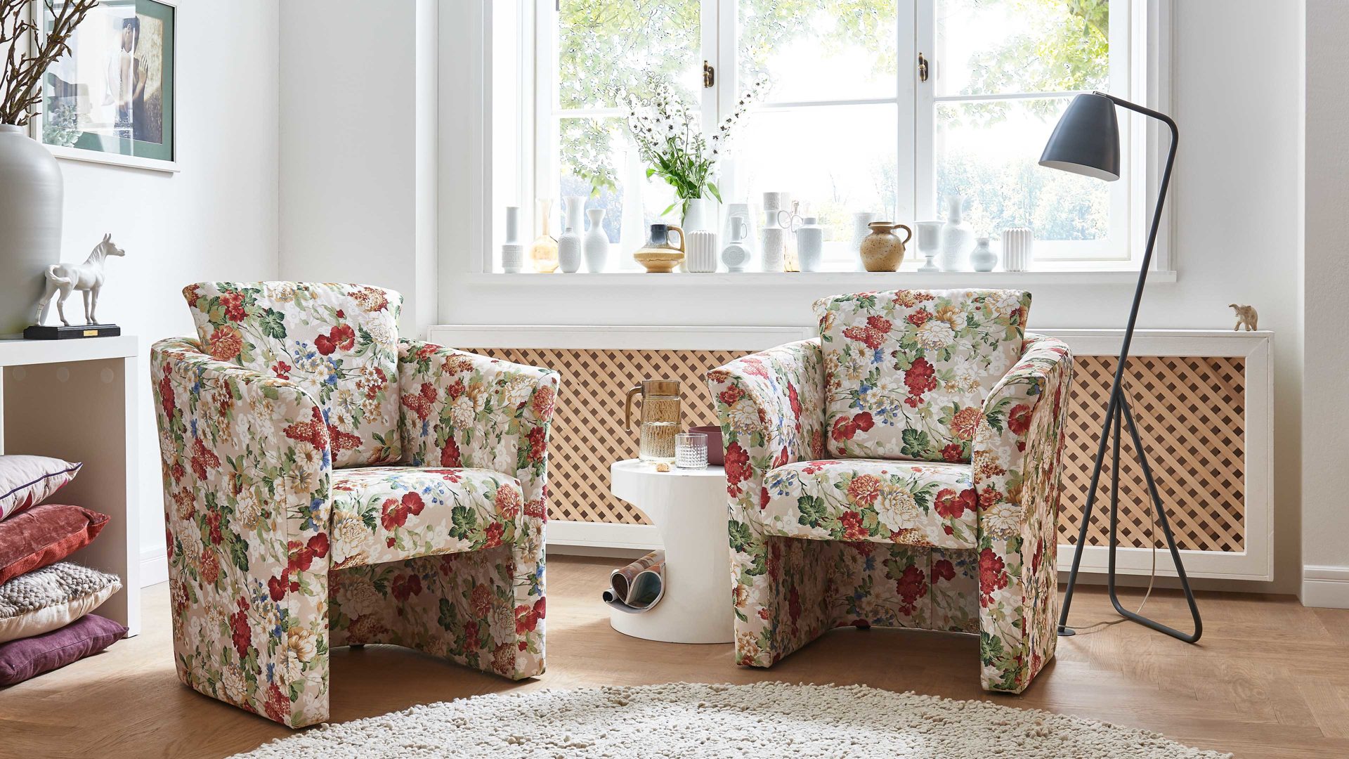 Cocktailsessel Restyl aus Stoff in Mehrfarbig Cocktailsessel floraler Bezugstoff 3-5001