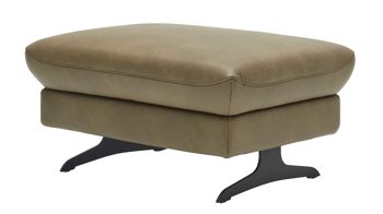 Polsterhocker Interliving aus Leder in Grün Interliving Sofa Serie 4400 - Hocker olivgrünes Leder EVI 33 - ca. 88 x 67 cm