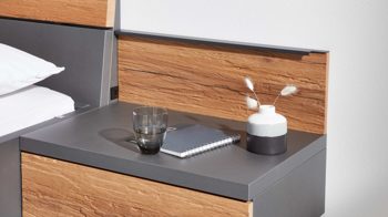 Paneel Interliving aus Holz in Holzfarben Interliving Schlafzimmer Serie 1025 – Aufsatzpaneel links - Balkeneiche gehackt