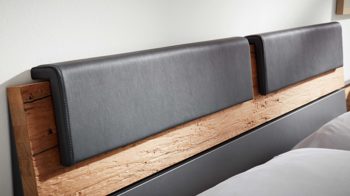 Kissen-Set Interliving aus Stoff in Dunkelgrau Interliving Schlafzimmer Serie 1025 – Kopfteilpolster-Set Länge ca. 82 cm - graphitfarbenes Kunstleder