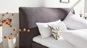 Boxspringbett Interliving aus Stoff in Dunkelgrau Interliving Bettsystem Serie 1414 - Boxspringbett Variante 2 dunkelgrauer Stoffbezug ENF 09 - Liegefläche ca. 160 x 200 cm
