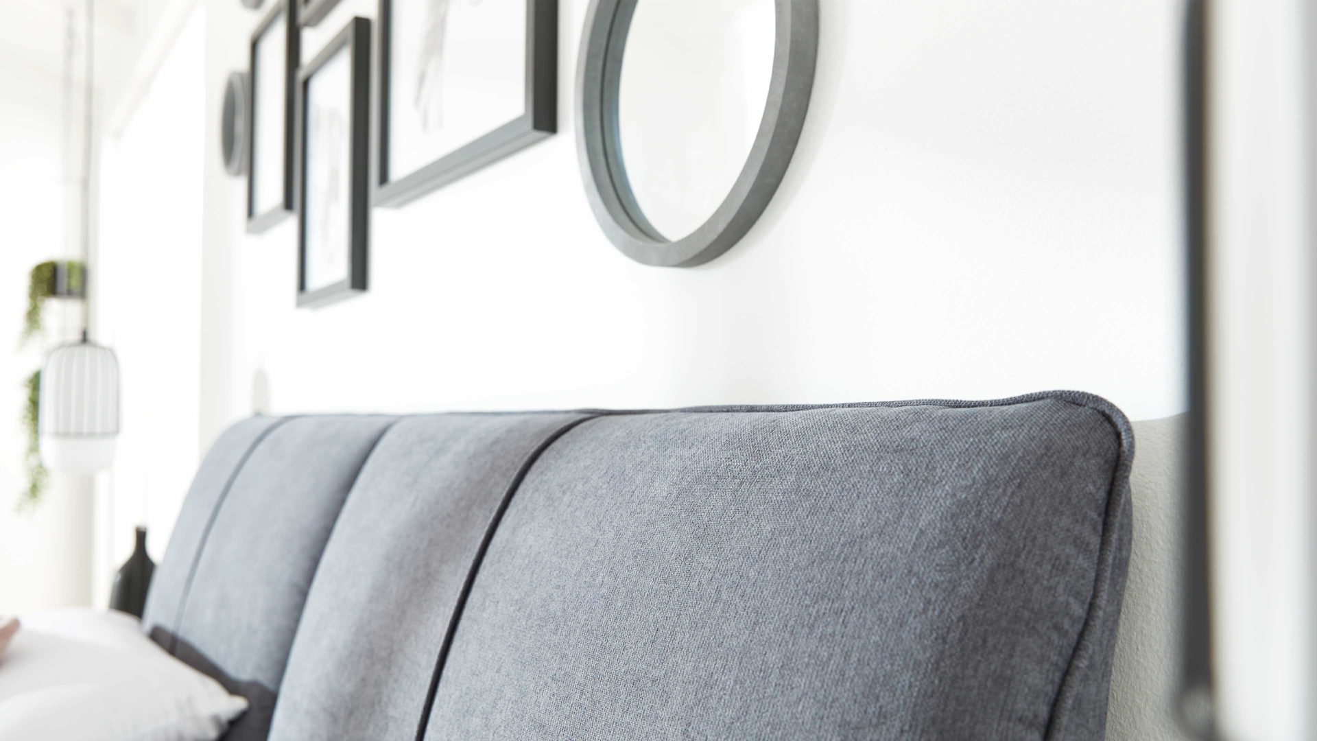 Polsterbett Interliving aus Stoff in Grau Interliving Bettsystem Serie 1414 - Polsterbett elefantgrauer Stoffbezug ENF 29 - Liegefläche ca. 180 x 200 cm