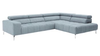 Ecksofa modulmaster aus Stoff in Hellblau Modulmaster MM-MP1075 - Ecksofa Chromfüße & stahlfarbene Chenille Nemo - Stellfläche ca. 319 x 222 cm