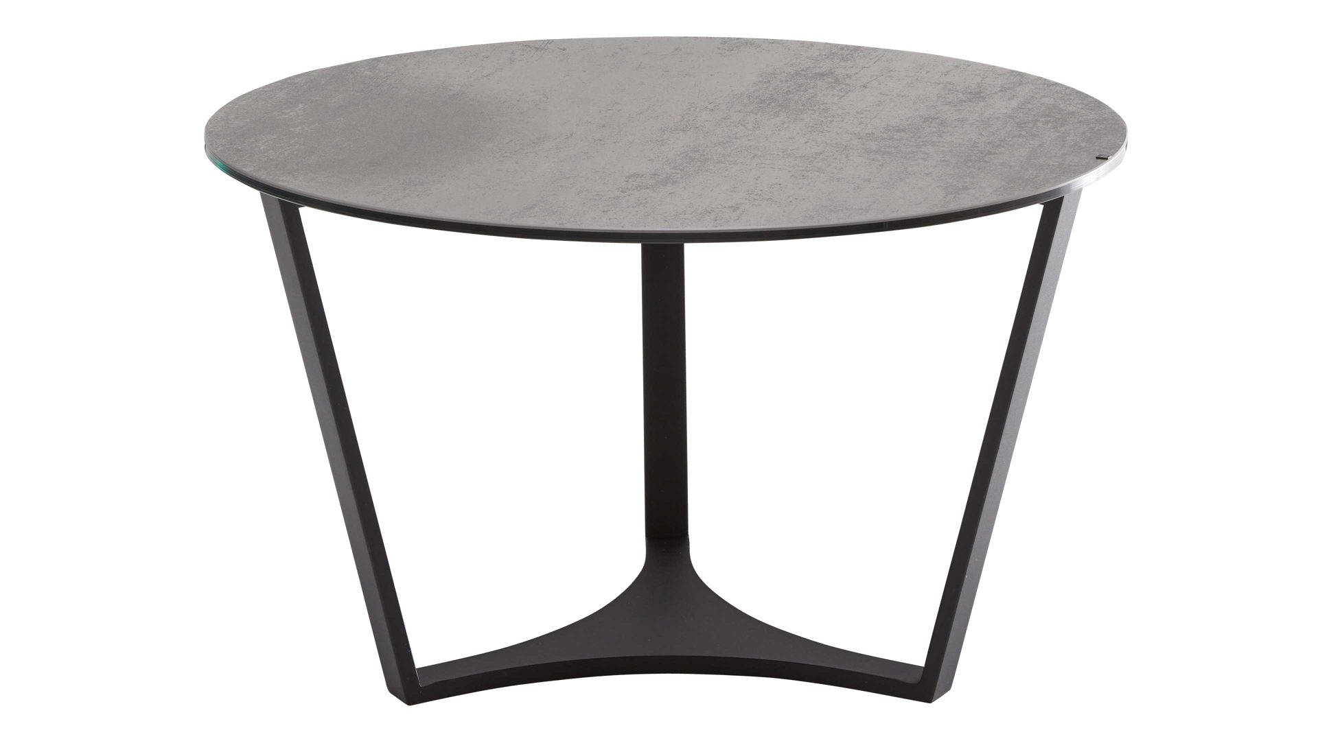 Couchtisch Interliving aus Keramik in Dunkelgrau Interliving Couchtisch Serie 6208 - Couchtisch CT174TSD Keramik Titan & Metallfüsse Schwarz - Durchm. ca. 75 cm