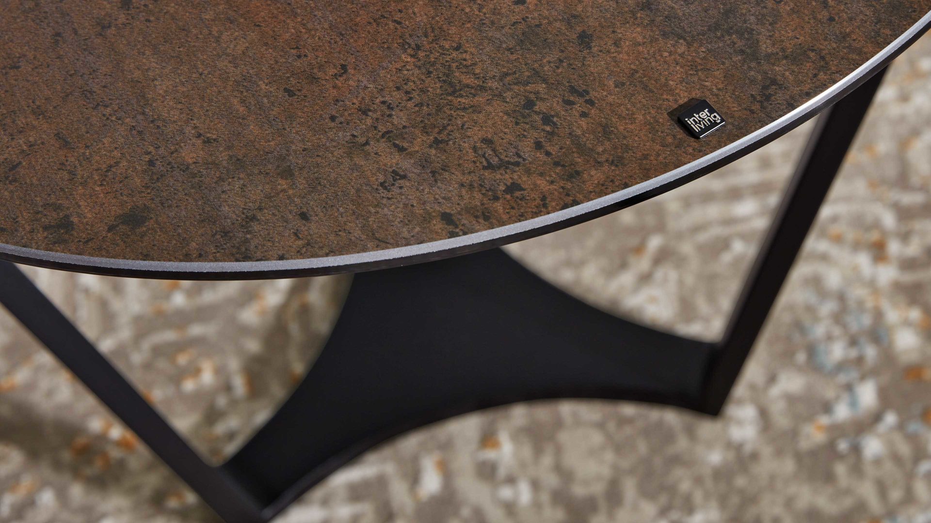 Beistelltisch Interliving aus Keramik in Dunkelbraun Interliving Couchtisch Serie 6208 - Beistelltisch ET175SD Rostbraun & Schwarz - Durchmesser ca. 55 cm