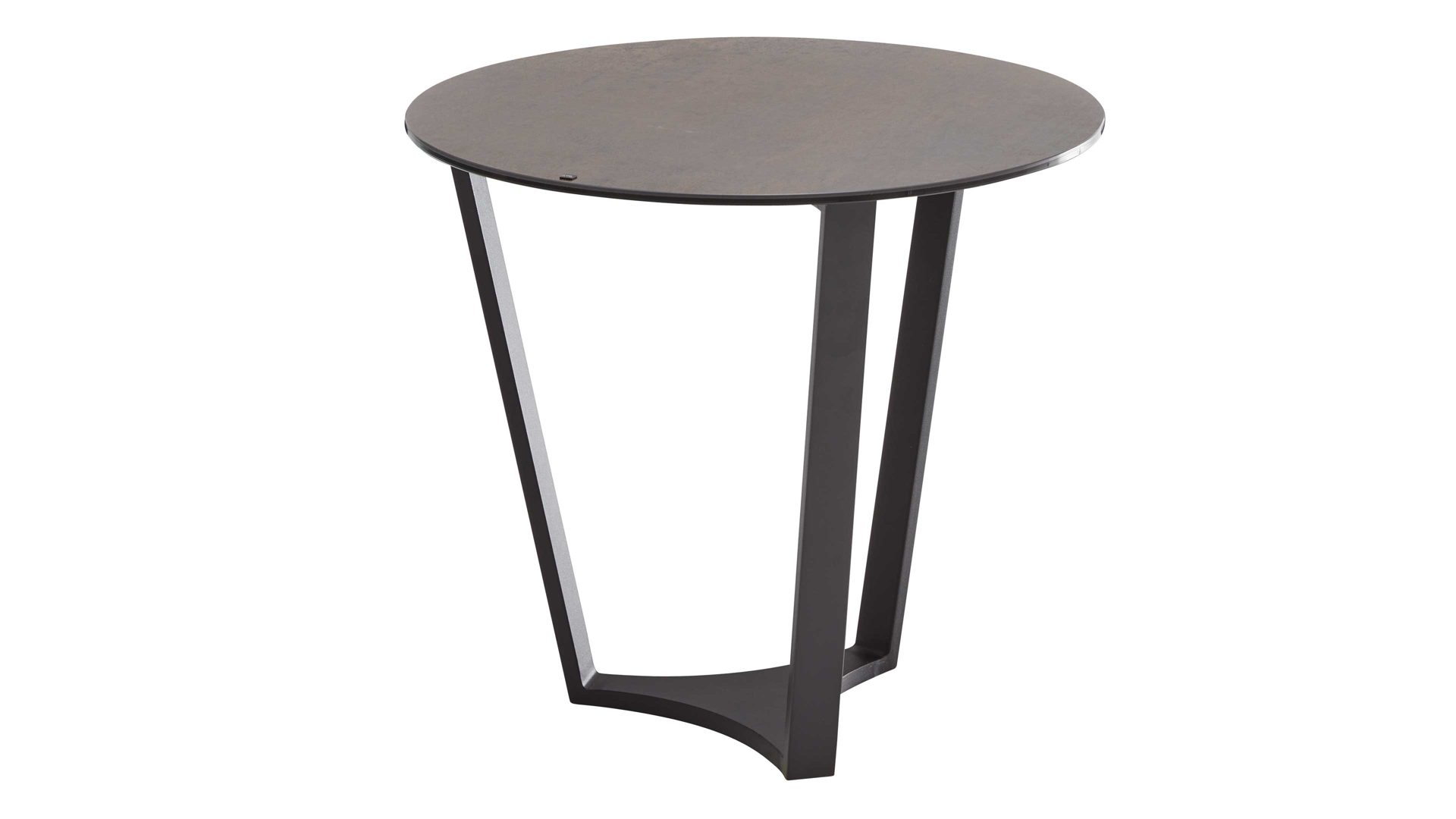 Beistelltisch Interliving aus Keramik in Dunkelbraun Interliving Couchtisch Serie 6208 - Beistelltisch rostbraune Keramik & schwarzer Stahl - Durchmesser ca. 55 cm