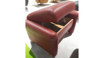 Fernsehsessel Himolla aus Leder in Dunkelrot HIMOLLA Sessel 6001 Fernsehsessel mit Hocker Leder Longlife Kirsche 039, Holzteile Buche, Sitz superlastic med