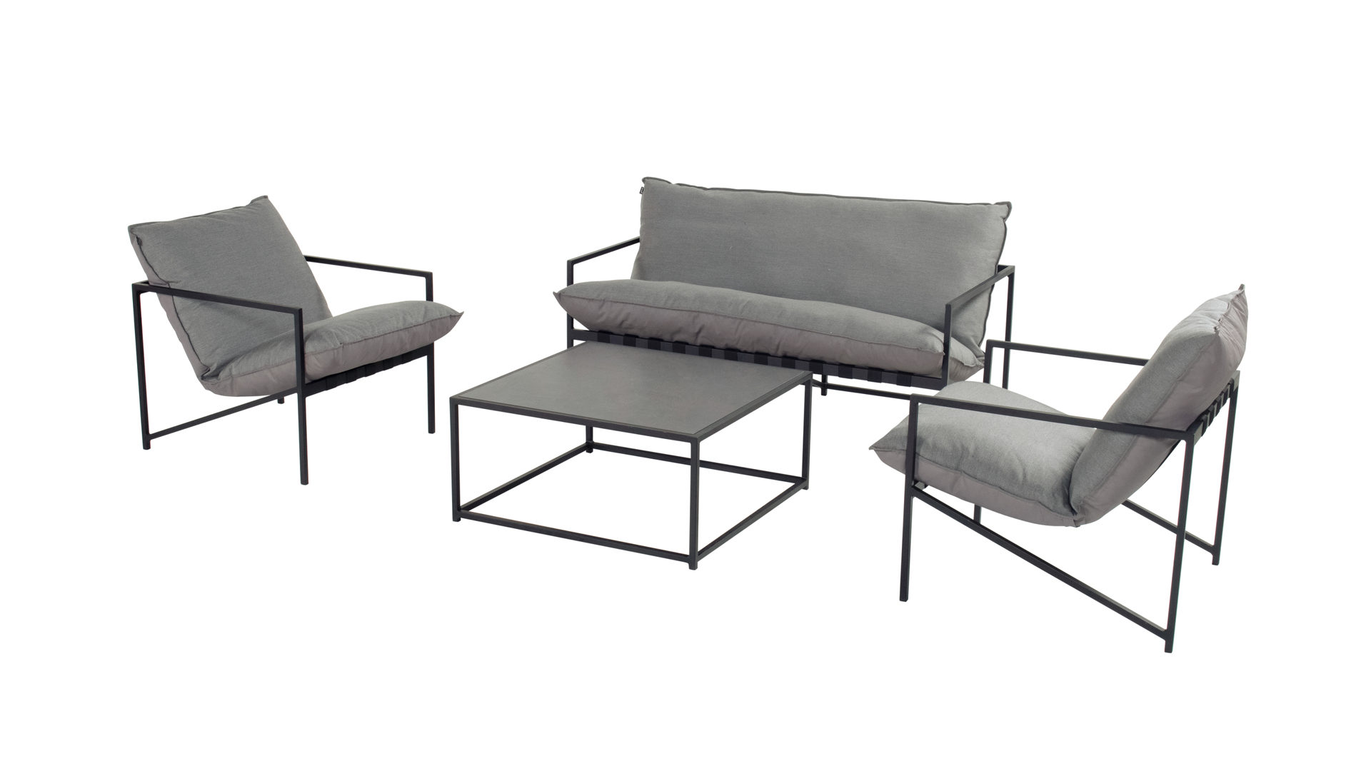 Lounge-Gruppe Hartman outdoor products aus Metall Stoff in Grau Schwarz SCHÖNER WOHNEN Lounge-Set Ameland graue Sunbrella®-Polster & schwarzes Aluminiumgestell - 4-teilig