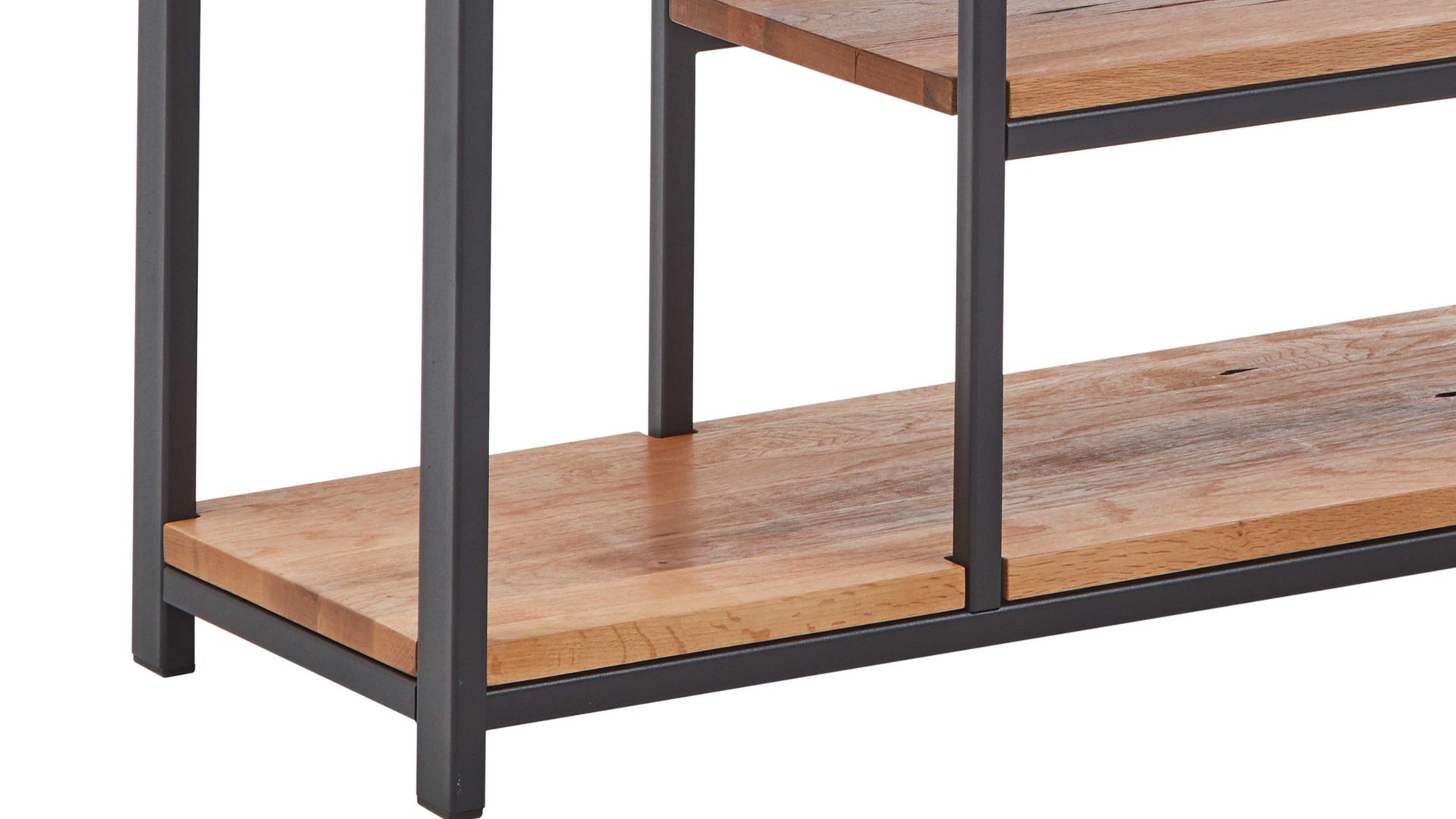 Regal WOODS & TRENDS aus Holz in Holzfarben WOODS & TRENDS Vintage-Dining - Lowboard-Regal Balkeneiche & geschwärztes Roheisen – Länge ca. 135 cm