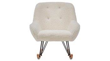 Schaukelstuhl Gutmann factory® aus Stoff in Beige Schaukelstuhl Wolly beiger Bezug 678 & Eiche