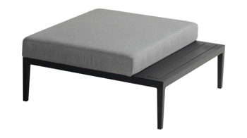 Loungemöbel Hartman outdoor products aus Metall Stoff in Grau Schwarz SCHÖNER WOHNEN Lounge-Hocker Curaçao graues Sunbrella®-Polster & schwarzes Aluminiumgestell
