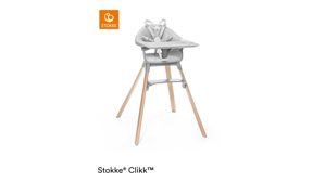 Hochstuhl Stokke aus Holz Kunststoff in Hellgrau Holzfarben Hell STOKKE Clikk Hochstuhl mit Zubehör cloud grey