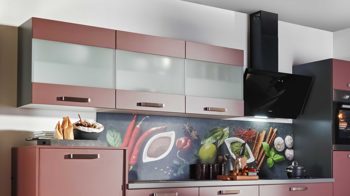 Einbauküche Express küchen aus Holz in Rot EXPRESS KÜCHEN Einbauküche Win mit Geräten Karminrot & Anthrazit - Länge ca. 333 cm