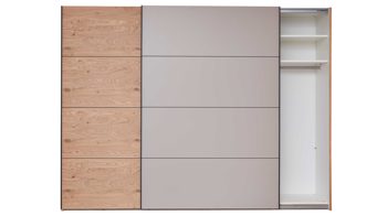 Kleiderschrank Interliving aus Holz in Grau Interliving Schlafzimmer Serie 1024 – Schwebetürenschrank 983364 Design 28,  Taupe & Balkeneiche - zwei Türen, Breite ca. 331 cm
