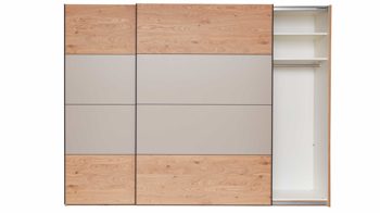 Kleiderschrank Interliving aus Holz in Grau Interliving Schlafzimmer Serie 1024 – Schwebetürenschrank 982444 Design 25,  Taupe & Balkeneiche - zwei Türen, Breite ca. 241 cm
