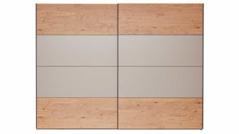 Kleiderschrank Interliving aus Holz in Grau Interliving Schlafzimmer Serie 1024 – Schwebetürenschrank Design 25,  Taupe & Balkeneiche - zwei Türen, Breite ca. 331 cm