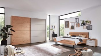 Komplettzimmer Interliving aus Holz in Grau Interliving Schlafzimmer Serie 1024 – Komplettzimmer Design 28, Taupe & Balkeneiche - Schwebetüren, Breite ca. 301 cm