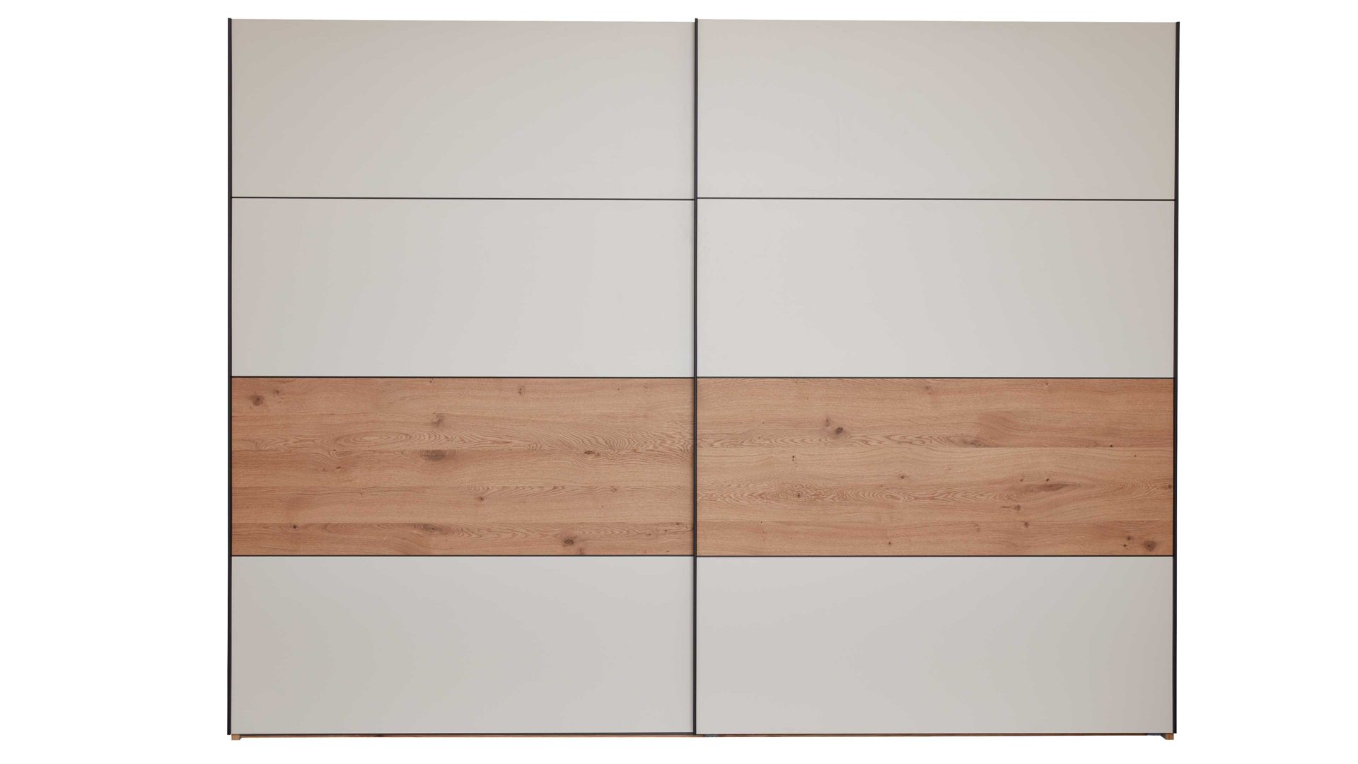 Kleiderschrank Interliving aus Holz in Beige Interliving Schlafzimmer Serie 1024 – Schwebetürenschrank Design 27,  Sand & Balkeneiche - zwei Türen, Breite ca. 241 cm