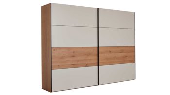 Kleiderschrank Interliving aus Holz in Beige Interliving Schlafzimmer Serie 1024 – Schwebetürenschrank Design 27,  Sand &amp; Balkeneiche - zwei Türen, Breite ca. 301 cm