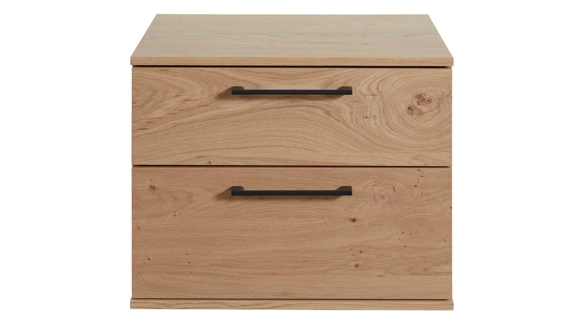 Nachtkommode Interliving aus Holz in Holzfarben Interliving Schlafzimmer Serie 1024 – Nachtkommode zwei Schubladen, Balkeneiche - Breite ca. 46 cm