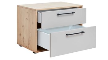 Komplettzimmer Interliving aus Holz in Grau Interliving Schlafzimmer Serie 1023 – Komplettzimmer Funktionsschrank - Taupe & Balkeneiche, vierteilig