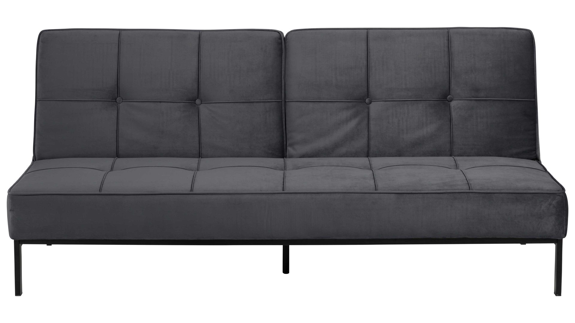 Schlafsofa Actona group aus Stoff in Dunkelgrau Schlafcouch Perugia als praktisches Schlafsofa dunkelgrauer Samt Vic 28 & schwarze Metallfüße