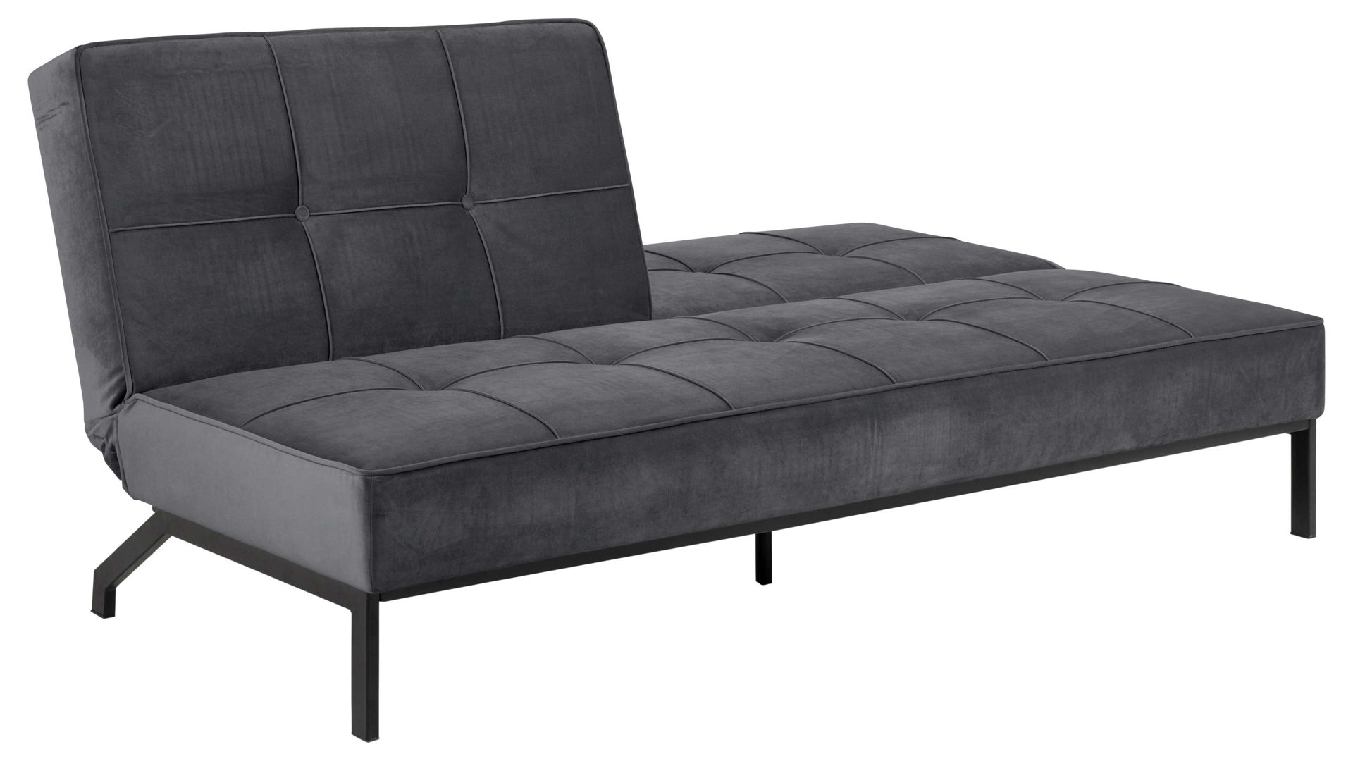 Schlafsofa Actona group aus Stoff in Dunkelgrau Schlafcouch Perugia als praktisches Schlafsofa dunkelgrauer Samt Vic 28 & schwarze Metallfüße