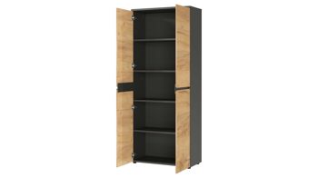 Aktenschrank Germania aus Holz in Holzfarben Aktenschrank Lissabon Graphit & Navarra-Eiche - zwei Türen, Höhe ca. 197 cm