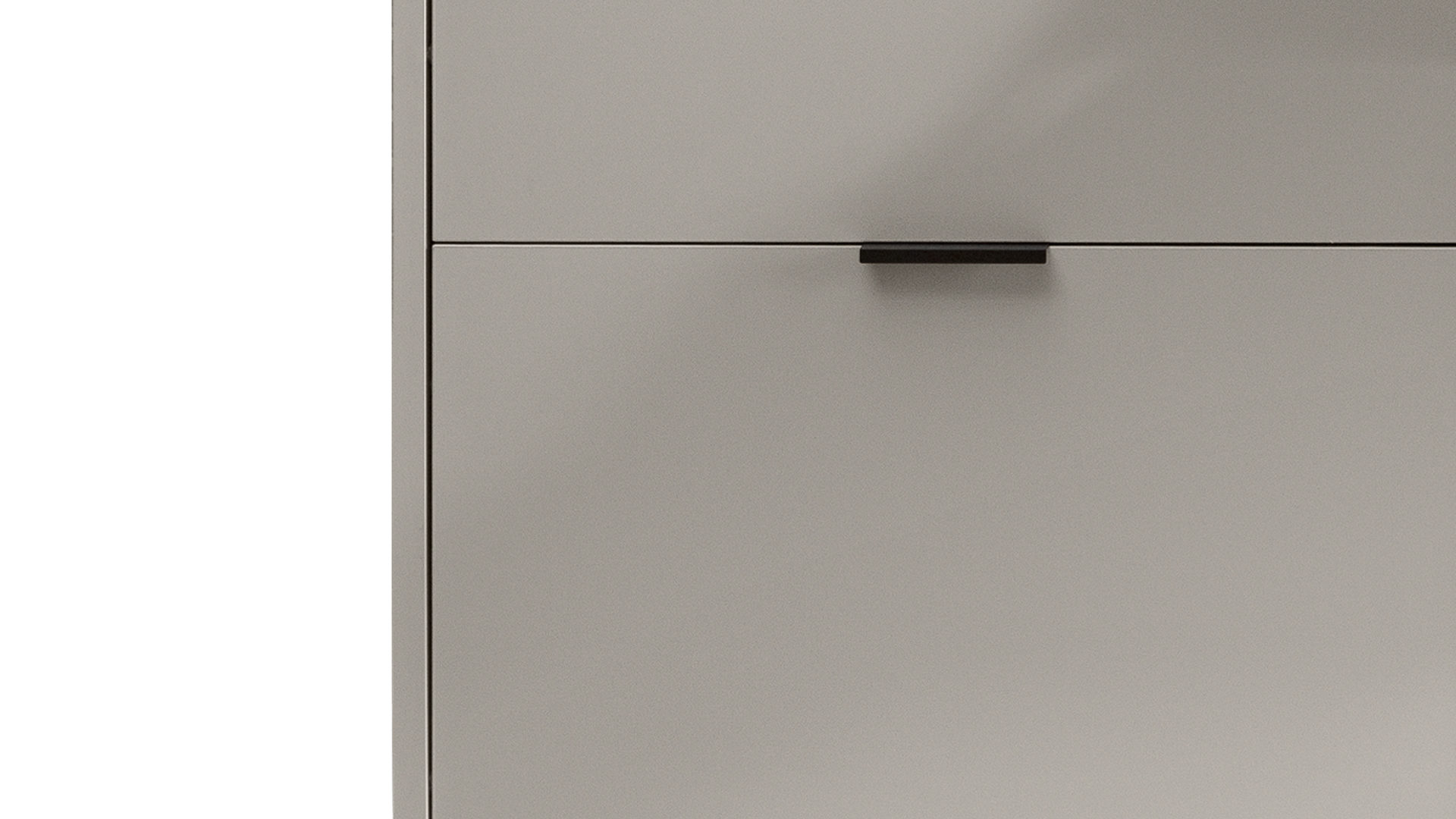 Schuhkipper Mäusbacher i.i. aus Holz in Hellgrau Kommodenserie Bonnie - Schuhschrank kreidegrauer Mattlack - vier Klapptüren, Breite ca. 120 cm