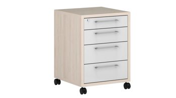 Rollcontainer Maja möbel aus Holz in Holzfarben MAJA MÖBEL Büroprogramm Homebase - Rollcontainer Hochglanz Weiß & Scandic Wood - vier Schubladen