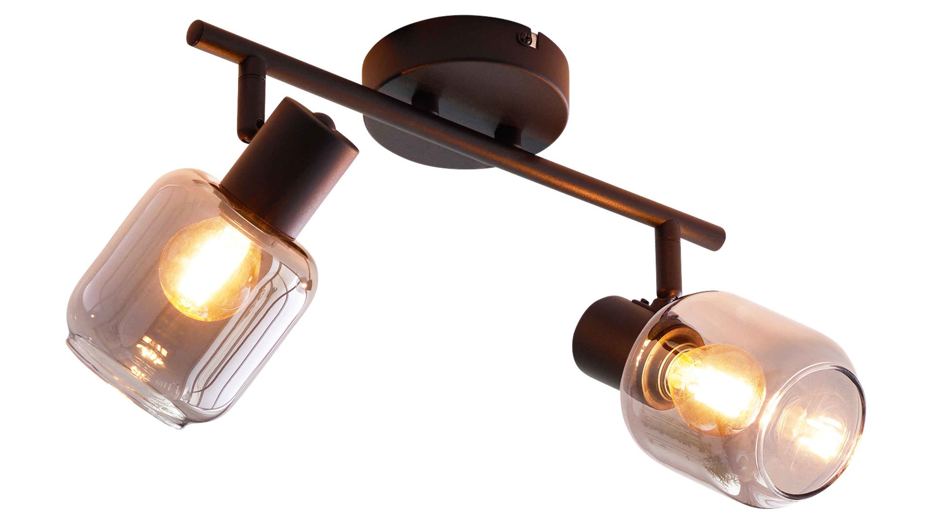 Deckenleuchte Interliving aus Glas in Grau Interliving Leuchten Serie 9341 - Deckenleuchte Rauchglas & Mattschwarz – Länge ca. 38 cm