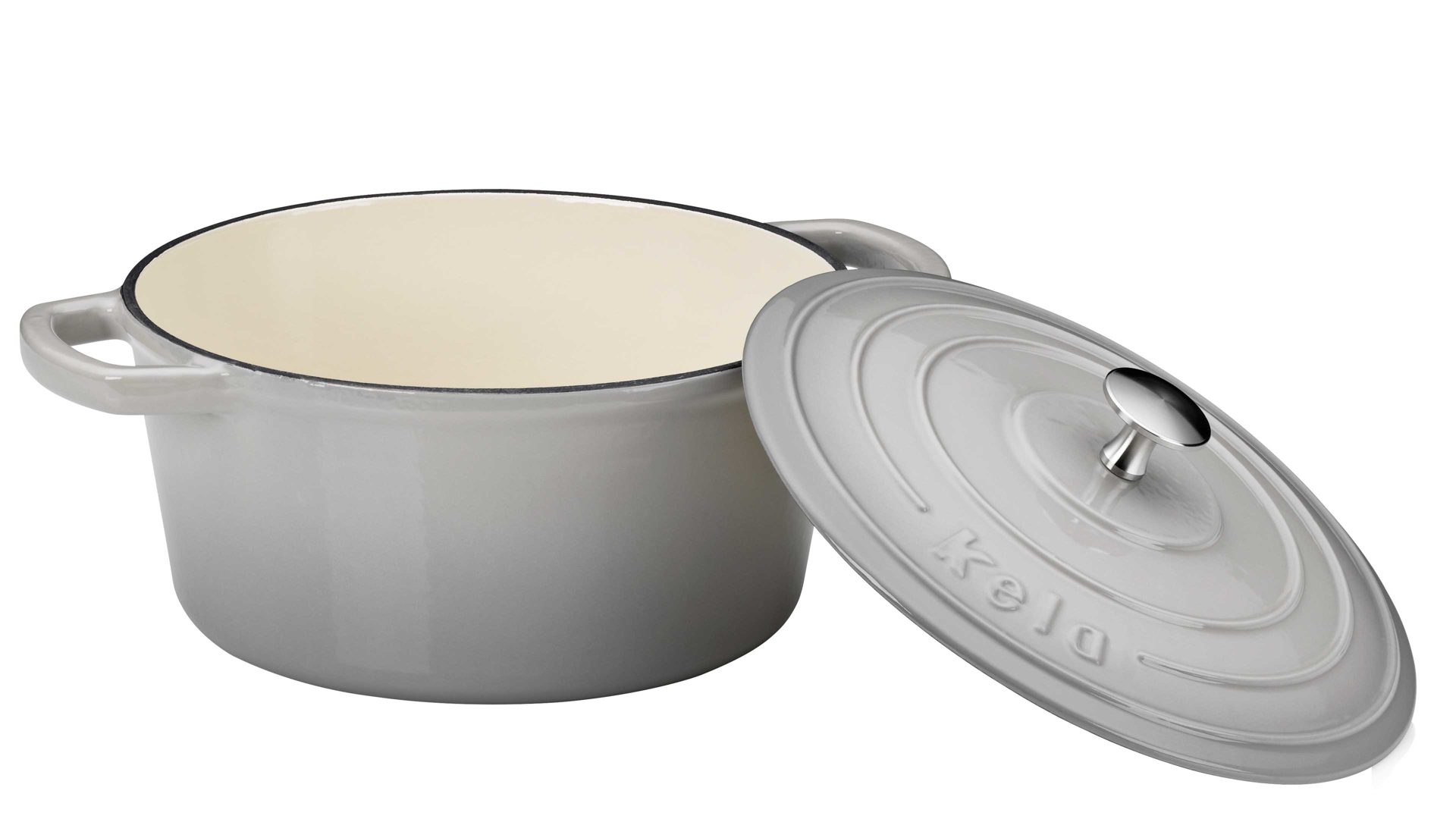 Bräter Kela | keck & lang aus Metall in Hellgrau kela Bräter Calido hellgraues Gusseisen - ca. 3,8 Liter