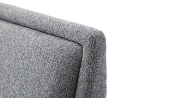 Bettgestell Meise.möbel aus Stoff in Grau Polsterbettgestell Frieda mit Bettkasten grauer Bezug Stelar 92 & eichefarbene Holzfüße - Liegefläche ca. 180 x 200 cm