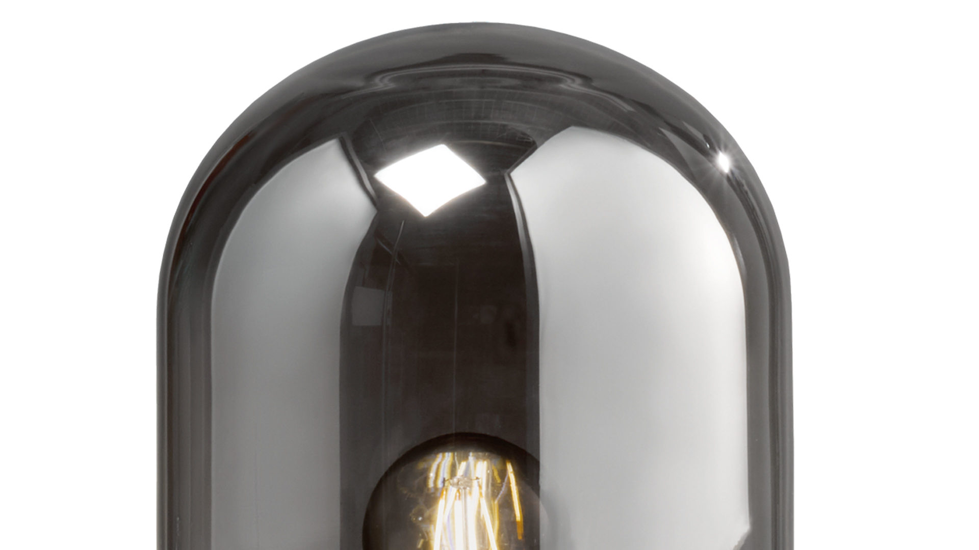 Tischleuchte Fh fischer & honsel aus Glas in Dunkelgrau FH Tischleuchte Regi Rauchglas & schwarzes Metall - Höhe ca. 34 cm