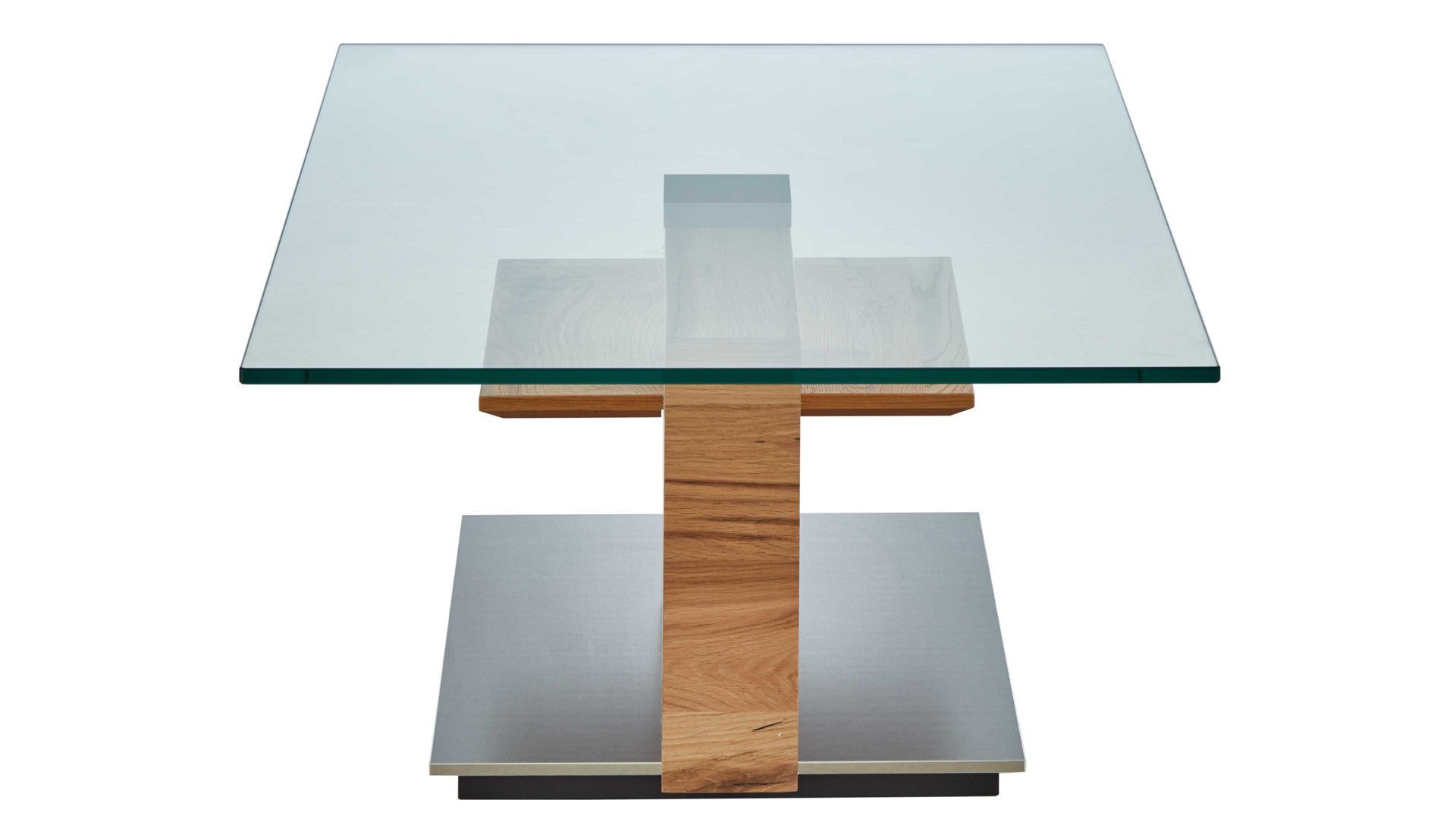 Couchtisch Venjakob aus Glas in Transparent VENJAKOB Couchtisch 4420 Klarglas & rustico hell geölte Eiche - ca. 115 x 70 cm