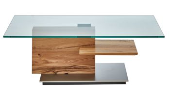 Couchtisch Venjakob aus Glas in Transparent VENJAKOB Couchtisch 4420 Klarglas & rustico hell geölte Eiche - ca. 115 x 70 cm