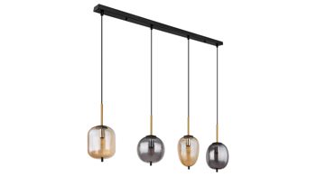 Pendelleuchte Globo lighting aus Glas in Schwarz GLOBO Leuchten Serie Blacky - Hängelampe Rauch, Amber & Schwarz - Länge ca. 100 cm