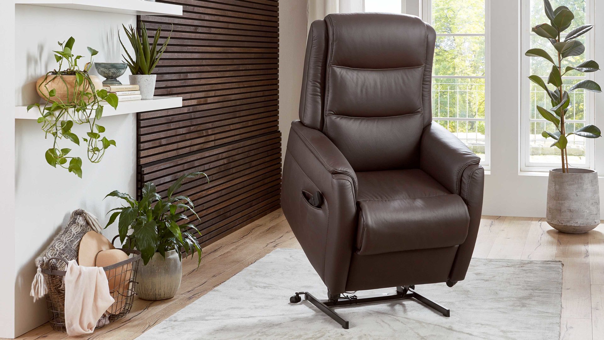 Fernsehsessel OrthoSedis aus Leder in Braun OrthoSedis OS-HU1111 - TV-Sessel A8 motorisch - schokofarbenes Leder Torro