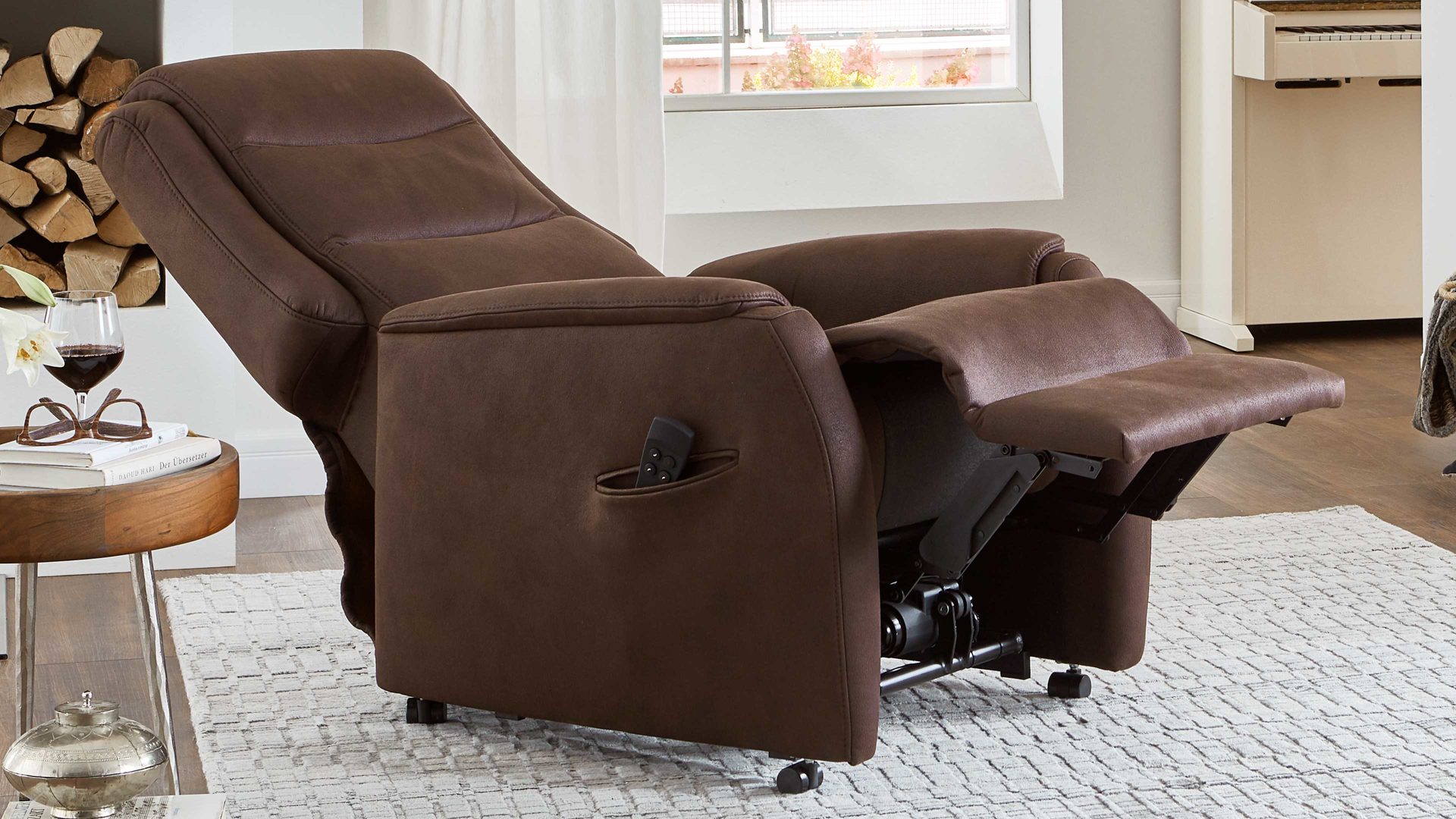 Fernsehsessel OrthoSedis aus Leder in Braun OrthoSedis OS-HU1111 - TV-Sessel A4 zwei Motoren - schokofarbenes Leder Torro