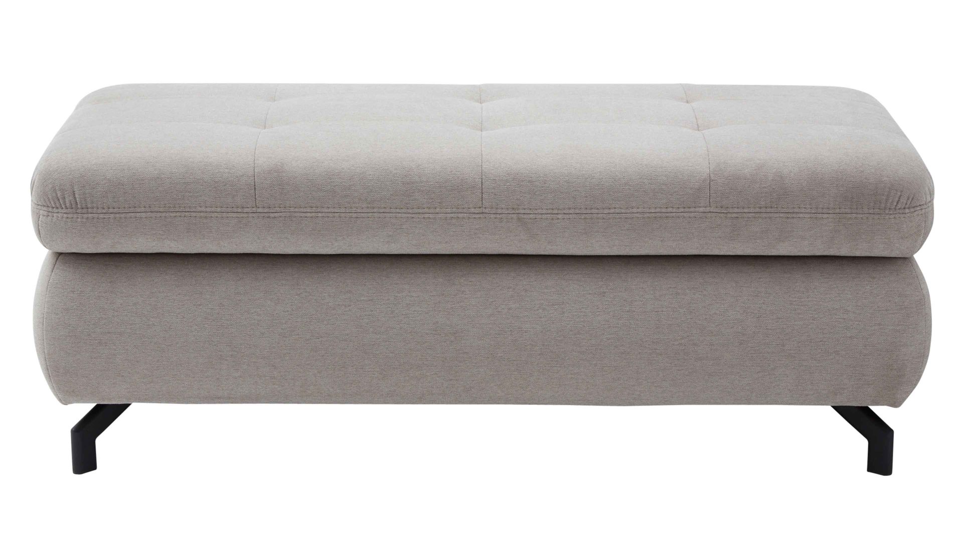 Polsterhocker modulmaster aus Stoff in Hellgrau Modulmaster MM-MP1109 - XXL-Hocker granitfarbene Chenille Nemo & schwarze Metallfüße - ca. 129 x 64 cm