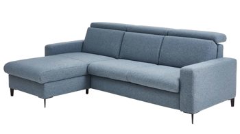Ecksofa Poco | steinpol aus Stoff in Hellblau POCO Schlafsofa Westside Premium - Ecksofa mit Schlaffunktion blaugraues Flachgewebe Portofino, Breite ca. 262 cm