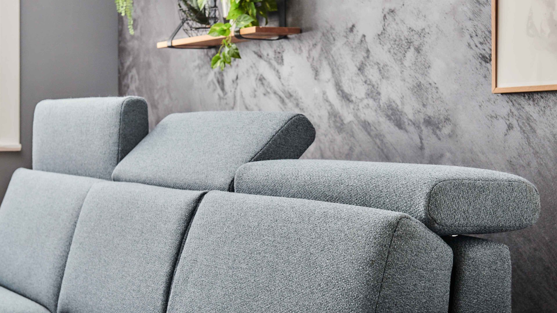 Ecksofa Poco | steinpol aus Stoff in Hellblau POCO Schlafsofa Westside Premium - Ecksofa mit Schlaffunktion blaugraues Flachgewebe Portofino, Breite ca. 262 cm