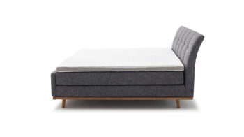 Boxspringbett Meise.möbel aus Stoff Holz in Anthrazit Holzfarben Meise Boxspringbett MILA inkl. Holzrahmen und Topper Building 812 anthrazit, Matratzen TTFK 500 H2+H3, Kopfteil gesteppt, Fuss Eiche