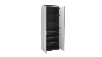Garderoben-Set Mca furniture aus Holz Kunstharz in Grau Holzfarben MCA Garderobenserie Teneriffa Garderobe Komplett-Set grau Melamin Nachbildung & Balkeneiche – sechsteilig