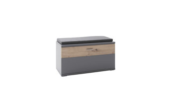 Garderoben-Set Mca furniture aus Holz Kunstharz in Grau Holzfarben MCA Garderobenserie Teneriffa Garderobe Komplett-Set grau Melamin Nachbildung & Balkeneiche – sechsteilig